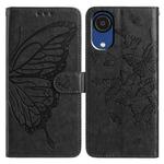 For Samsung Galaxy A03 Core Butterfly Flutter Pattern Embossed Leather Phone Case(Black)