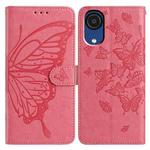 For Samsung Galaxy A03 Core Butterfly Flutter Pattern Embossed Leather Phone Case(Rose Red)