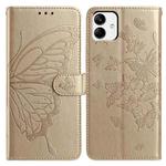 For Samsung Galaxy A04 Butterfly Flutter Pattern Embossed Leather Phone Case(Gold)