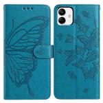 For Samsung Galaxy A04 Butterfly Flutter Pattern Embossed Leather Phone Case(Blue)