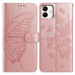 For Samsung Galaxy A04E Butterfly Flutter Pattern Embossed Leather Phone Case(Rose Gold)