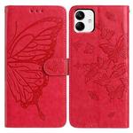 For Samsung Galaxy A04E Butterfly Flutter Pattern Embossed Leather Phone Case(Red)