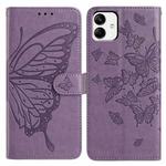 For Samsung Galaxy A04E Butterfly Flutter Pattern Embossed Leather Phone Case(Purple)