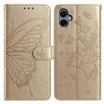 For Samsung Galaxy A05 Butterfly Flutter Pattern Embossed Leather Phone Case(Gold)