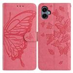 For Samsung Galaxy A05 Butterfly Flutter Pattern Embossed Leather Phone Case(Rose Red)