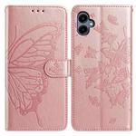 For Samsung Galaxy A06 Butterfly Flutter Pattern Embossed Leather Phone Case(Rose Gold)