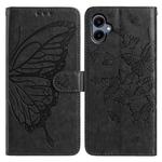 For Samsung Galaxy A06 Butterfly Flutter Pattern Embossed Leather Phone Case(Black)