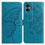 For Samsung Galaxy A06 Butterfly Flutter Pattern Embossed Leather Phone Case(Blue)