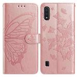 For Samsung Galaxy A10 / M10 Butterfly Flutter Pattern Embossed Leather Phone Case(Rose Gold)
