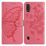 For Samsung Galaxy A10 / M10 Butterfly Flutter Pattern Embossed Leather Phone Case(Rose Red)