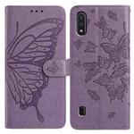 For Samsung Galaxy A10 / M10 Butterfly Flutter Pattern Embossed Leather Phone Case(Purple)