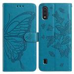 For Samsung Galaxy A10 / M10 Butterfly Flutter Pattern Embossed Leather Phone Case(Blue)