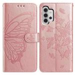For Samsung Galaxy A13 4G Butterfly Flutter Pattern Embossed Leather Phone Case(Rose Gold)