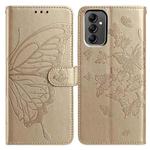 For Samsung Galaxy A14 Butterfly Flutter Pattern Embossed Leather Phone Case(Gold)