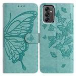 For Samsung Galaxy A14 Butterfly Flutter Pattern Embossed Leather Phone Case(Green)
