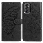 For Samsung Galaxy A14 Butterfly Flutter Pattern Embossed Leather Phone Case(Black)