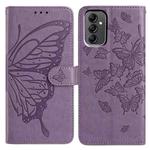 For Samsung Galaxy A14 Butterfly Flutter Pattern Embossed Leather Phone Case(Purple)