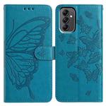 For Samsung Galaxy A14 Butterfly Flutter Pattern Embossed Leather Phone Case(Blue)