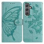 For Samsung Galaxy A15 Butterfly Flutter Pattern Embossed Leather Phone Case(Green)