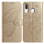For Samsung Galaxy A20E Butterfly Flutter Pattern Embossed Leather Phone Case(Gold)