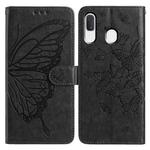 For Samsung Galaxy A20E Butterfly Flutter Pattern Embossed Leather Phone Case(Black)