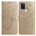 For Samsung Galaxy A21S Butterfly Flutter Pattern Embossed Leather Phone Case(Gold)