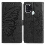 For Samsung Galaxy A21S Butterfly Flutter Pattern Embossed Leather Phone Case(Black)