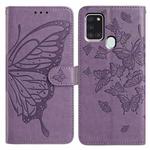 For Samsung Galaxy A21S Butterfly Flutter Pattern Embossed Leather Phone Case(Purple)