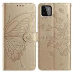 For Samsung Galaxy A22 5G Butterfly Flutter Pattern Embossed Leather Phone Case(Gold)