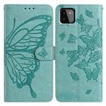 For Samsung Galaxy A22 5G Butterfly Flutter Pattern Embossed Leather Phone Case(Green)