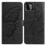 For Samsung Galaxy A22 5G Butterfly Flutter Pattern Embossed Leather Phone Case(Black)