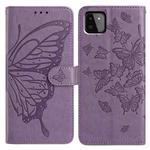 For Samsung Galaxy A22 5G Butterfly Flutter Pattern Embossed Leather Phone Case(Purple)