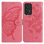 For Samsung Galaxy A23 Butterfly Flutter Pattern Embossed Leather Phone Case(Rose Red)