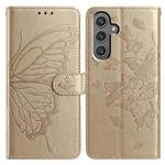 For Samsung Galaxy A26 Butterfly Flutter Pattern Embossed Leather Phone Case(Gold)