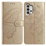 For Samsung Galaxy A32 4G Butterfly Flutter Pattern Embossed Leather Phone Case(Gold)