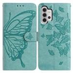 For Samsung Galaxy A32 4G Butterfly Flutter Pattern Embossed Leather Phone Case(Green)