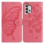 For Samsung Galaxy A32 4G Butterfly Flutter Pattern Embossed Leather Phone Case(Rose Red)