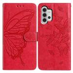 For Samsung Galaxy A32 5G Butterfly Flutter Pattern Embossed Leather Phone Case(Red)