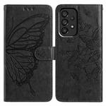 For Samsung Galaxy A33 Butterfly Flutter Pattern Embossed Leather Phone Case(Black)