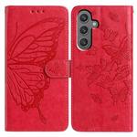 For Samsung Galaxy A35 Butterfly Flutter Pattern Embossed Leather Phone Case(Red)