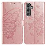 For Samsung Galaxy A36 Butterfly Flutter Pattern Embossed Leather Phone Case(Rose Gold)