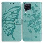 For Samsung Galaxy A42 5G Butterfly Flutter Pattern Embossed Leather Phone Case(Green)