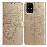 For Samsung Galaxy A51 Butterfly Flutter Pattern Embossed Leather Phone Case(Gold)