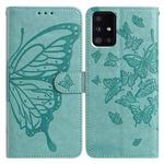 For Samsung Galaxy A51 Butterfly Flutter Pattern Embossed Leather Phone Case(Green)