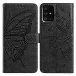 For Samsung Galaxy A51 Butterfly Flutter Pattern Embossed Leather Phone Case(Black)
