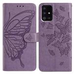 For Samsung Galaxy A51 Butterfly Flutter Pattern Embossed Leather Phone Case(Purple)