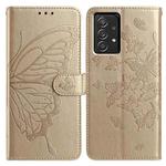 For Samsung Galaxy A52 Butterfly Flutter Pattern Embossed Leather Phone Case(Gold)