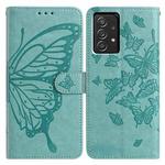 For Samsung Galaxy A52 Butterfly Flutter Pattern Embossed Leather Phone Case(Green)