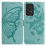 For Samsung Galaxy A53 Butterfly Flutter Pattern Embossed Leather Phone Case(Green)