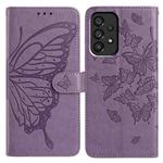 For Samsung Galaxy A53 Butterfly Flutter Pattern Embossed Leather Phone Case(Purple)